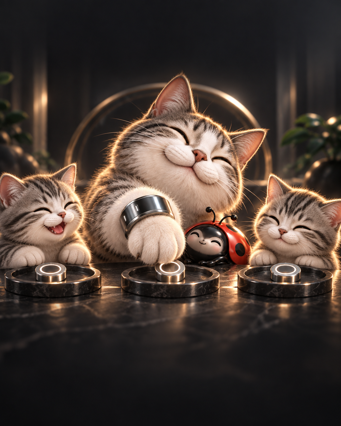 OURACAT sharing silver tokens with other cats